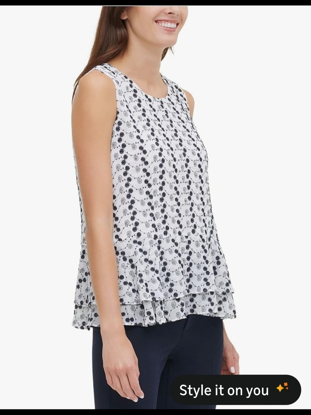 Tommy Hilfiger Flowy Sleeveless Ruffle Hem Top XL